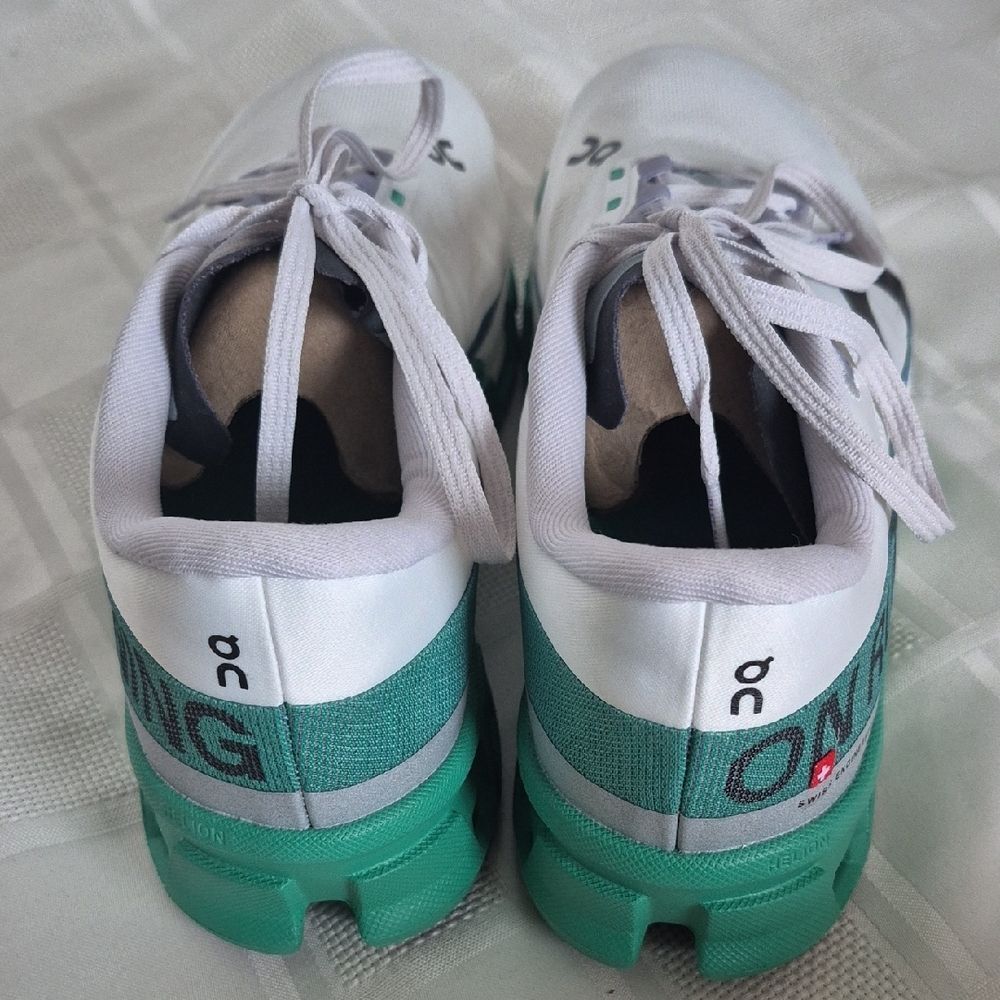 On Running White and Teal Women's Sneakers - Picture 11 of 16